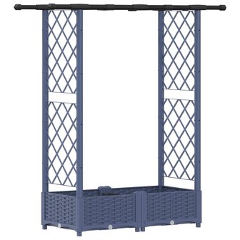 Verhoogde tuinbak met Trellis en Dak Grijs 122,5 x 40 x 121 cm PP 2