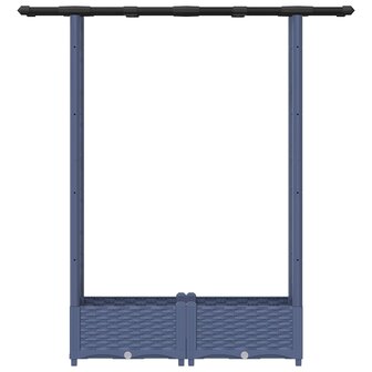 Verhoogde tuinbak met Trellis en Dak Grijs 122,5 x 40 x 121 cm PP 4