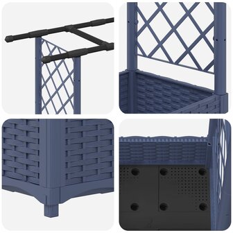 Verhoogde tuinbak met Trellis en Dak Grijs 122,5 x 40 x 121 cm PP 6