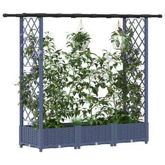 Verhoogde tuinbak met Trellis en Dak Grijs 164 x 40 x 121 cm PP 3