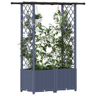 Verhoogde tuinbak met Trellis en Dak Grijs 124,5 x 40 x 136 cm PP 3