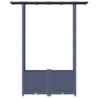 Verhoogde tuinbak met Trellis en Dak Grijs 124,5 x 40 x 136 cm PP 4