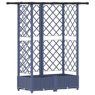 Verhoogde tuinbak met Trellis en Dak Grijs 124 x 40 x 121 cm PP 2