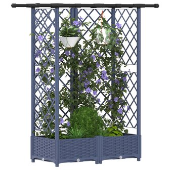 Verhoogde tuinbak met Trellis en Dak Grijs 124 x 40 x 121 cm PP 3