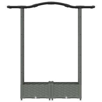 Verhoogde tuinbak met Trellis en Dak Lichtgrijs 124 x 40 x 123 cm PP 4