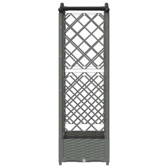 Verhoogde tuinbak met Trellis en Dak Lichtgrijs 124 x 40 x 123 cm PP 5