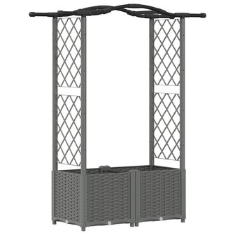 Verhoogde tuinbak met Trellis en Dak Lichtgrijs 125 x 40 x 138 cm PP 2