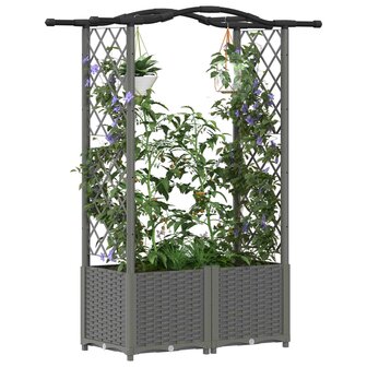 Verhoogde tuinbak met Trellis en Dak Lichtgrijs 125 x 40 x 138 cm PP 3