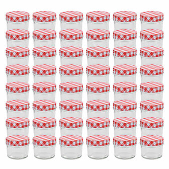 Jampotten met wit met rode deksels 48 st 110 ml glas 1