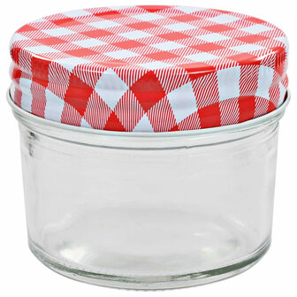 Jampotten met wit met rode deksels 96 st 110 ml glas 3