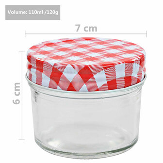 Jampotten met wit met rode deksels 96 st 110 ml glas 6