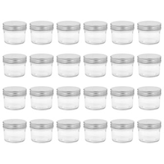 Jampotten met zilverkleurige deksels 24 st 110 ml glas 2