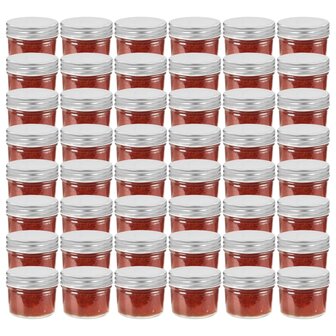 Jampotten met zilverkleurige deksels 48 st 110 ml glas 1