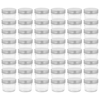 Jampotten met zilverkleurige deksels 48 st 110 ml glas 2