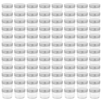 Jampotten met zilverkleurige deksels 96 st 110 ml glas 2