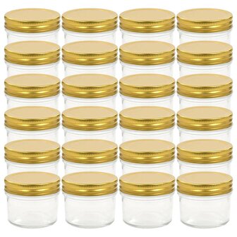Jampotten met goudkleurige deksels 24 st 110 ml glas 2