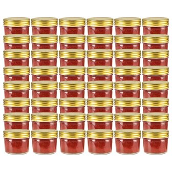 Jampotten met goudkleurige deksels 48 st 110 ml glas 1