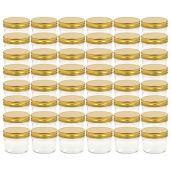 Jampotten met goudkleurige deksels 48 st 110 ml glas 2