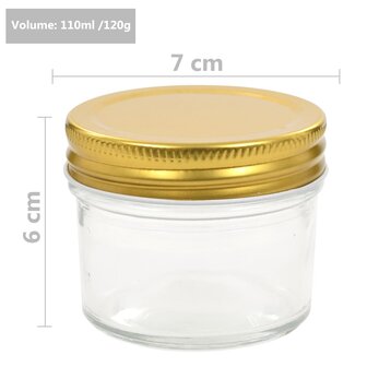 Jampotten met goudkleurige deksels 48 st 110 ml glas 7