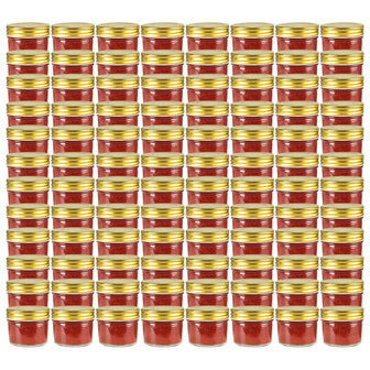 Jampotten met goudkleurige deksels 96 st 110 ml glas 1