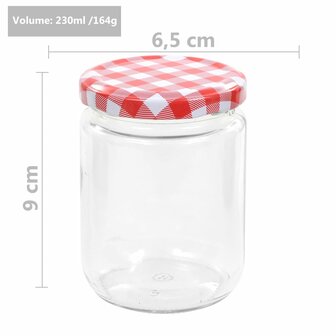 Jampotten met wit met rode deksels 96 st 230 ml glas 7