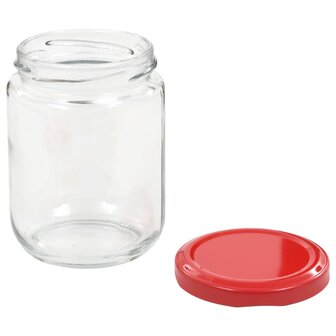 Jampotten met rode deksels 48 st 230 ml glas 5