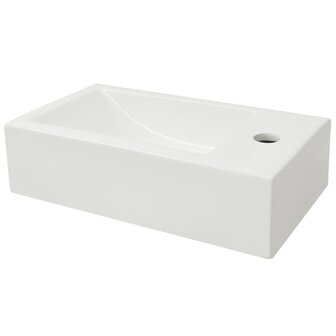 Wastafel met kraangat rechthoekig wit 46x25,5x12 cm keramiek 3
