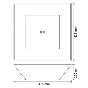 Wastafel vierkant wit 41,5x41,5x12 cm keramiek 5