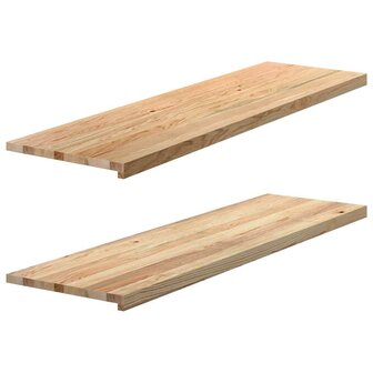 Vensterbanken 2 st onbehandeld 140x40x2 cm massief eikenhout 1