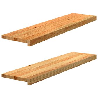 Vensterbanken 2 st 100x25x2 cm massief eikenhout lichtbruin 1