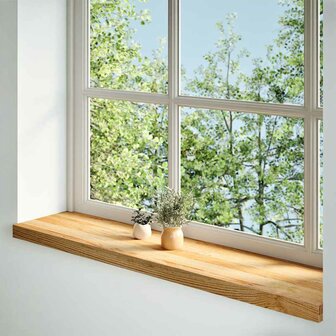 Vensterbanken 2 st 100x25x2 cm massief eikenhout lichtbruin 2