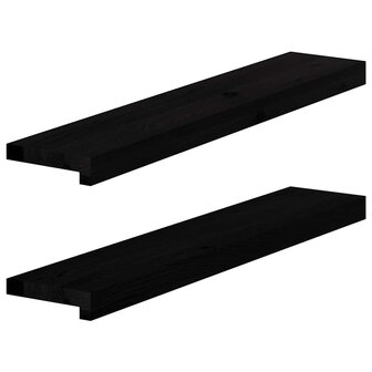 Vensterbanken 2 st 80x15x2 cm massief eikenhout bruin-zwart 1