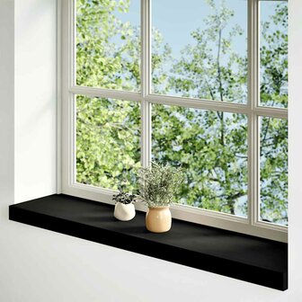 Vensterbanken 2 st 80x20x2 cm massief eikenhout bruin-zwart 2