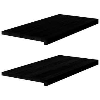 Vensterbanken 2 st 80x40x2 cm massief eikenhout bruin-zwart 1