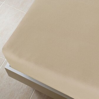 Hoeslakens jersey 2 st 90x200 cm katoen taupe 3