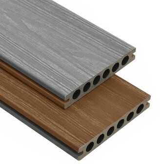 Terrasplanken met accessoires 16 m&amp;sup2; 2,2 m HKC bruin en grijs 2