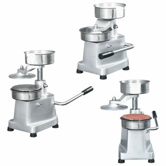 Hamburgerpersmachine met 500 scheidingsbladen 13 cm aluminium 1