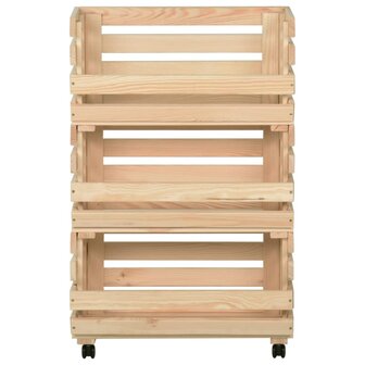 Groentetrolley 37x30x80 cm massief grenenhout 3