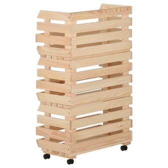 Groentetrolley 37x30x80 cm massief grenenhout 4