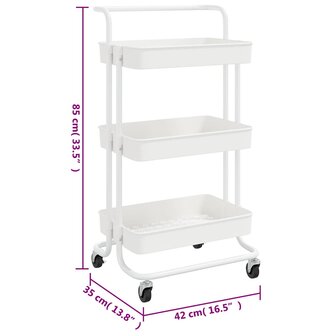 Keukentrolley 3-laags 42x35x85 cm ijzer en ABS wit 7