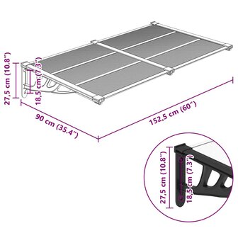 Deurluifel 152,5x90 cm polycarbonaat zwart en transparant 6