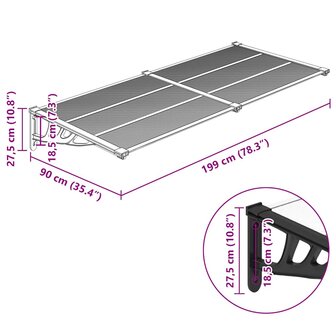 Deurluifel 199x90 cm polycarbonaat zwart en transparant 6