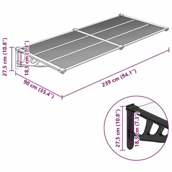 Deurluifel 239x90 cm polycarbonaat zwart en transparant 6