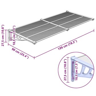 Deurluifel 199x90 cm polycarbonaat grijs en transparant 6