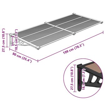Deurluifel 199x90 cm polycarbonaat zwart 6