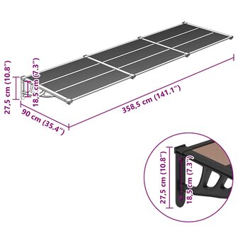 Deurluifel 358,5x90 cm polycarbonaat zwart 6
