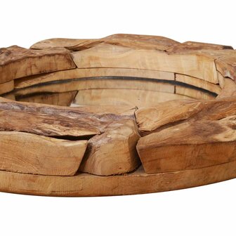 Decoratieve spiegel rond 80 cm teakhout 6