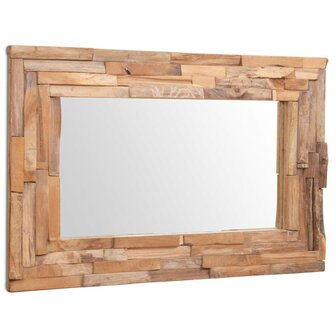 Decoratieve spiegel rechthoekig 90x60 cm teakhout 2