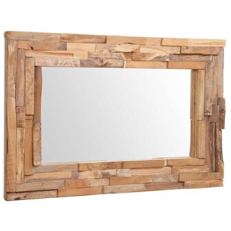 Decoratieve spiegel rechthoekig 90x60 cm teakhout 3