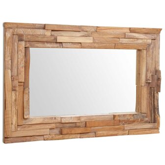 Decoratieve spiegel rechthoekig 90x60 cm teakhout 4